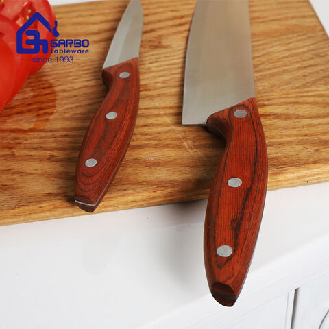 420SS 5 Pieces Knife Set with Wooden Block Dishwasher Safe Stainless Steel Bread Knife with Sharp Blade