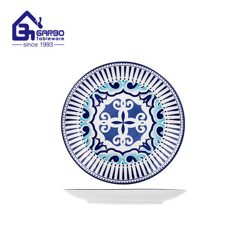 Colorful Pattern 8 Inch Ceramic Dining Plate for Kitchen