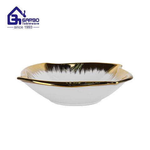 Big gold rim ceramic bowl deep porcelain soup bowls dinner set kitchenware