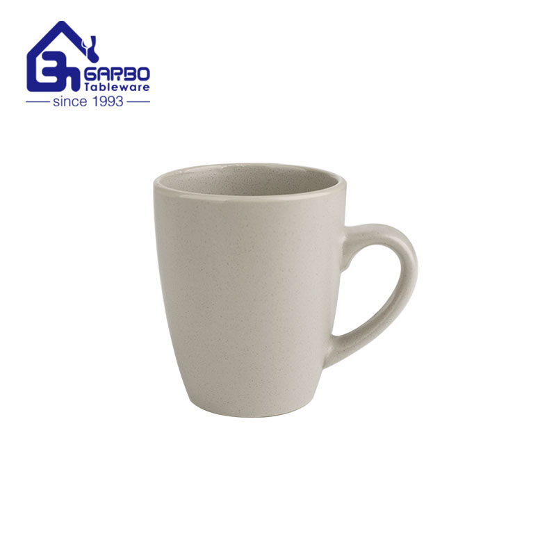 380ml gray color reinforced porcelain mug with embossed design factory in China