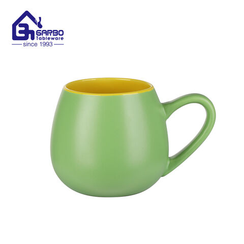 380ml gray color reinforced porcelain mug with embossed design factory in China