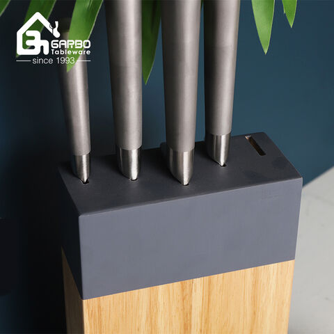 China Factory The Best Stainless Steel Knife Set with Wooden Base