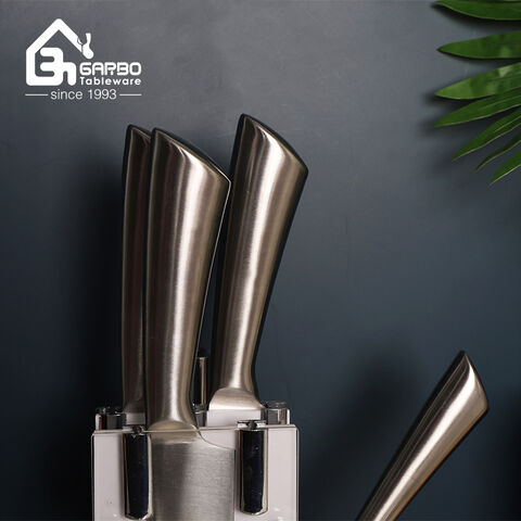 China Factory The Best Stainless Steel Knife Set with Wooden Base