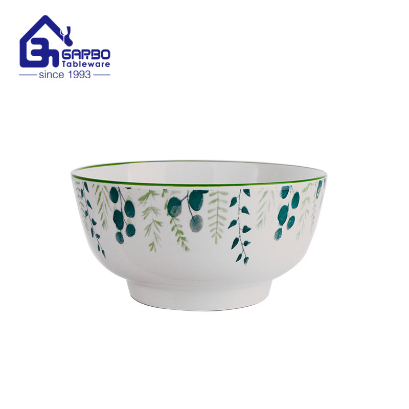 Factory wholesale 780ml big size porcelain bowl rice porridge salad bowls 6 inch printing bowl set Europe Market 