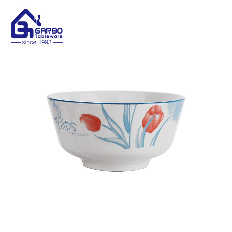 Factory wholesale 780ml big size porcelain bowl rice porridge salad bowls 6 inch printing bowl set Europe Market 