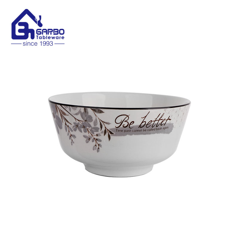 Factory wholesale 780ml big size porcelain bowl rice porridge salad bowls 6 inch printing bowl set Europe Market 