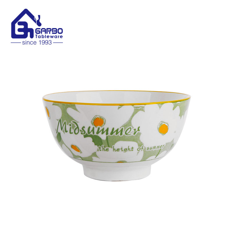 Factory wholesale 780ml big size porcelain bowl rice porridge salad bowls 6 inch printing bowl set Europe Market 