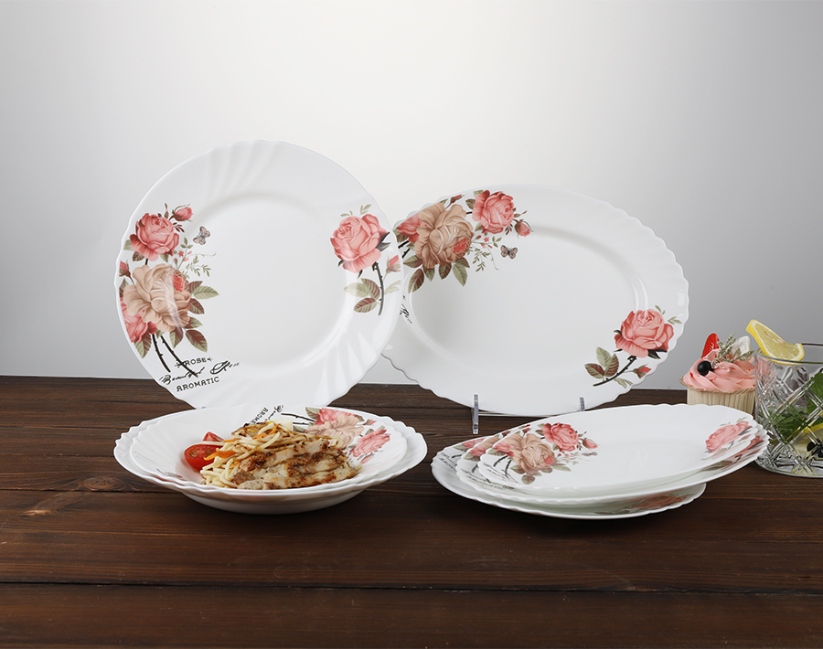 Garden style home table opal glass dinner set with factory price