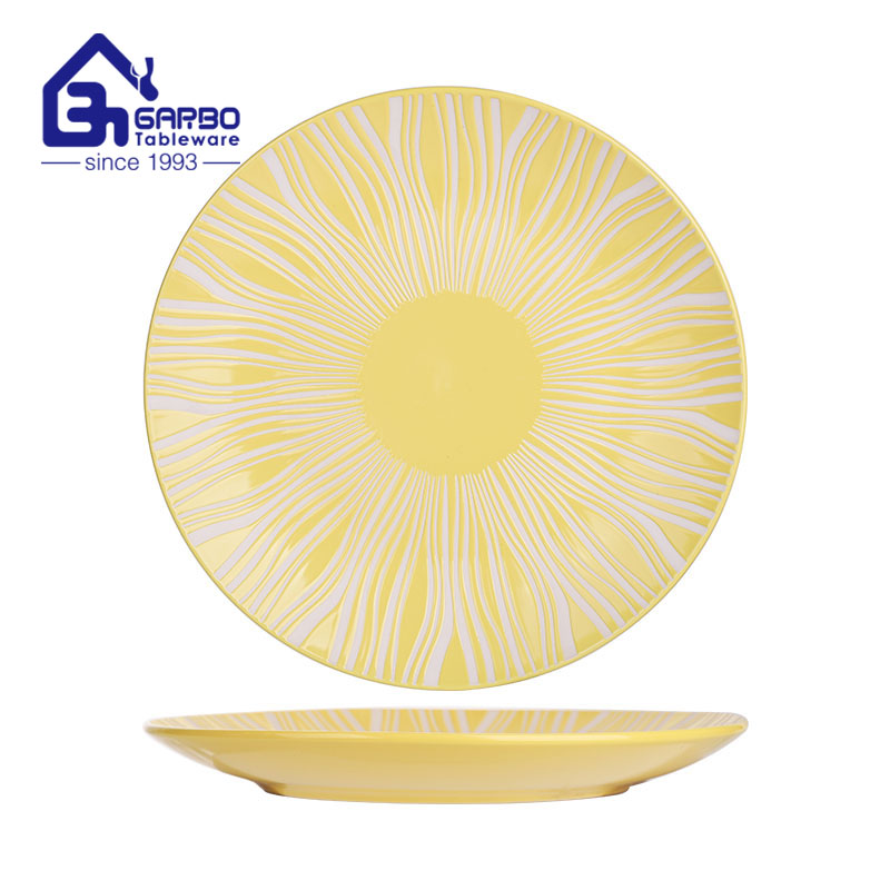 Household 10.5 inch yellow ceramic plate decoration restaurant kitchenware tableware