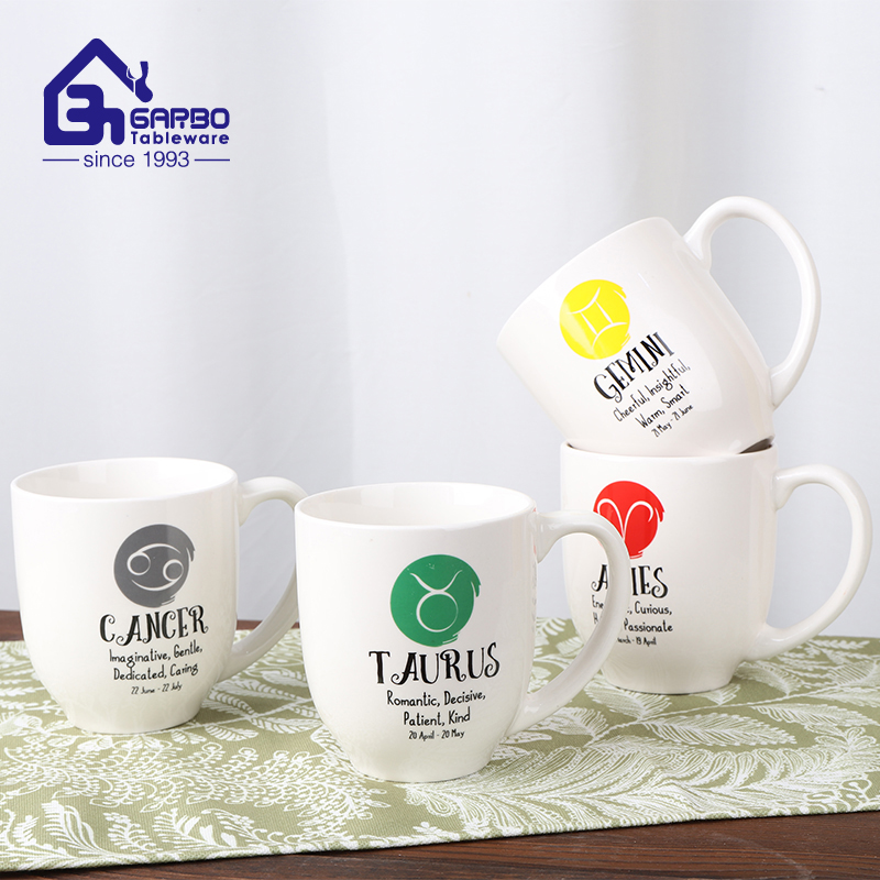 Special constellation decal design stoneware water mug gift ceramic cup set with handle