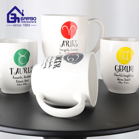 Special constellation decal design stoneware water mug gift ceramic cup set with handle