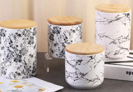 Porcelain Storage Jars with Bamboo Lids from Garbo International