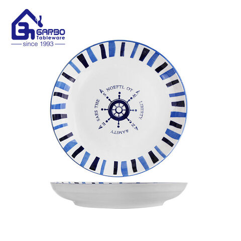  8 inch nice underglazed printing porcelain plate for wholesale