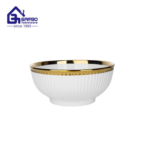 8.07 inch electroplating rim ceramic bowl for wholesale