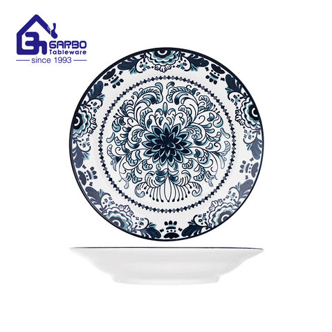 High end elegant blue 9inch porcelain plate for food serving