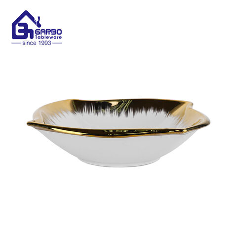 5.5inch big gold rim ceramic rice bowl deep food bowls set kitchen table dinnerware 