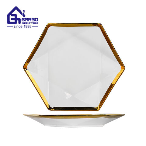 9 inch gold plating porcelain flat plate with nice design factory in China