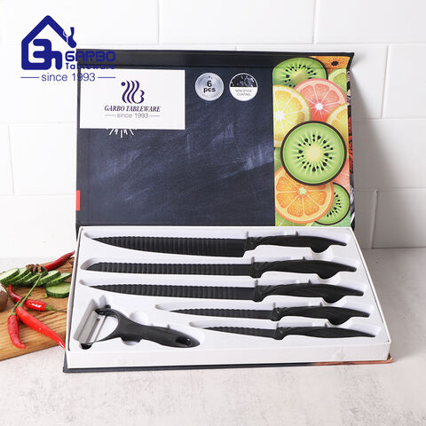 Stainless Steel Black Blade Spray Non-stick Paint 6 pieces Kitchen Knife Set