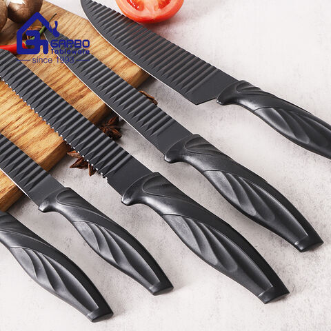 Stainless Steel Black Blade Spray Non-stick Paint 6 pieces Kitchen Knife Set