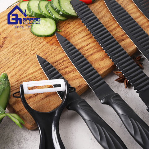 Stainless Steel Black Blade Spray Non-stick Paint 6 pieces Kitchen Knife Set