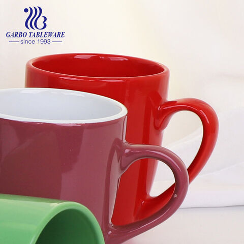 440ml ceramic stoneware mug with red color glazed for wholesale