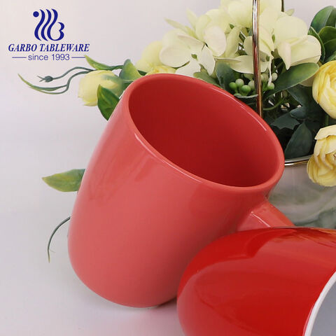 440ml ceramic stoneware mug with red color glazed for wholesale