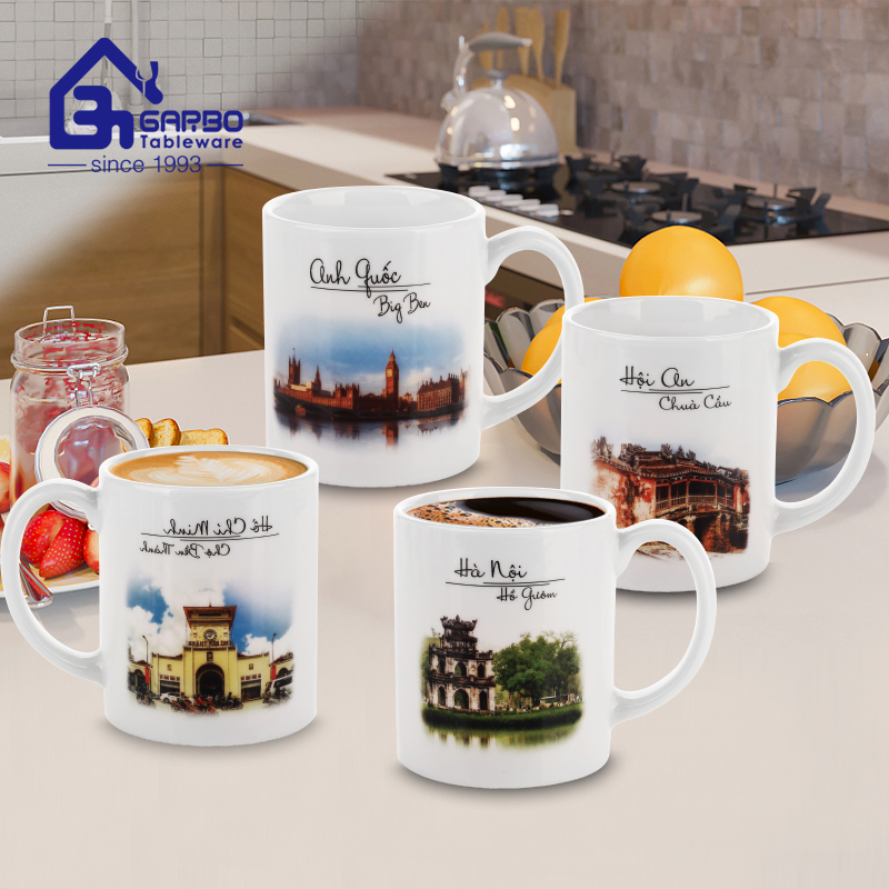 350ml beautiful landscape printing porcelain mug factory from China