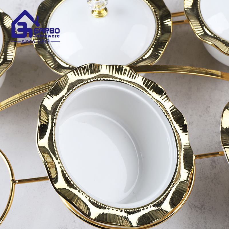 3PCS luxury flower gold edge porcelain bowl set