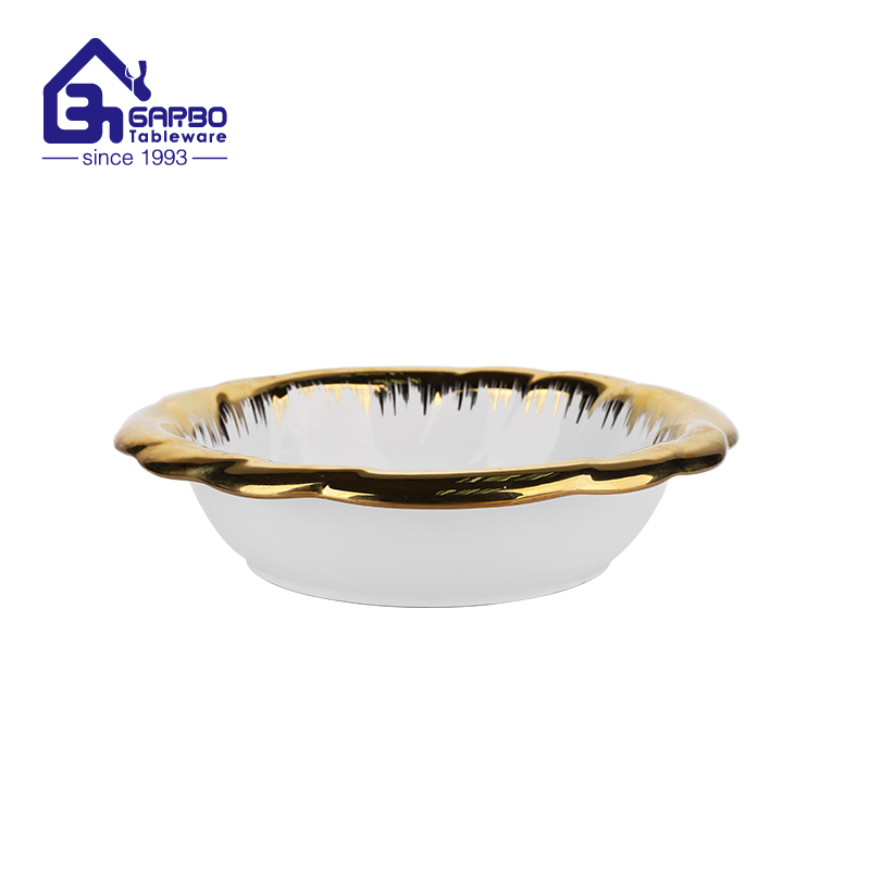 Sublimation 10inch gold rim porcelain salad bowl 