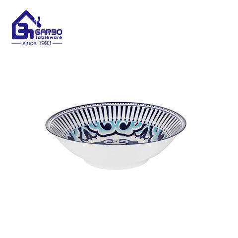 High Quality Porcelain 8-inch Pasta Bowl with Underglazed Printing