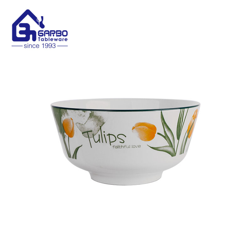 6 inch Simple line design sublimation porcelain bowl with gold edge