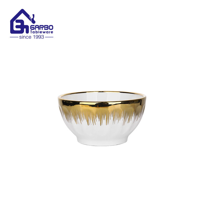 Gold rim  high class ceramic bowl hotel rice service bowls set table dinnerware home  porcelain noddle bowl