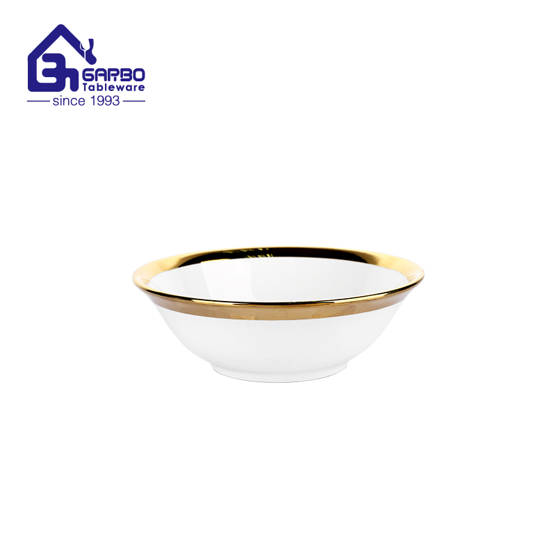 High Quality 5.94 inch White Porcelain Bowl with Golden Rim