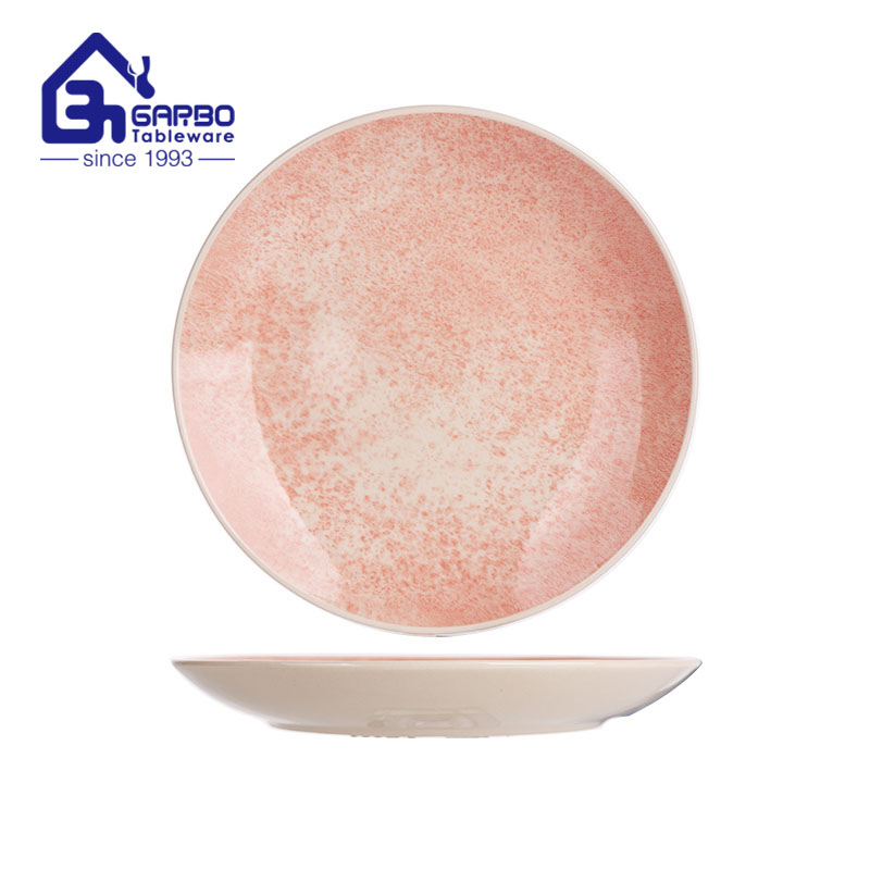 Special color design ceramic deep plate home food dish 8 inch round stoneware plates