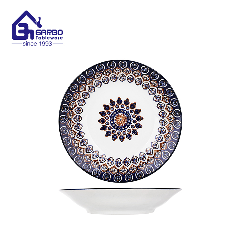 Special color design ceramic deep plate home food dish 8 inch round stoneware plates