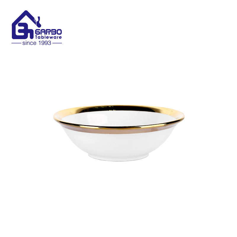 7 inches plating gold deep white porcelain bowl salad bowl soup plate kitchen decorative bowls 