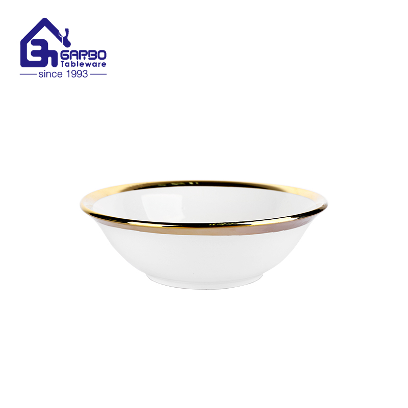 7 inches plating gold deep white porcelain bowl salad bowl soup plate kitchen decorative bowls 