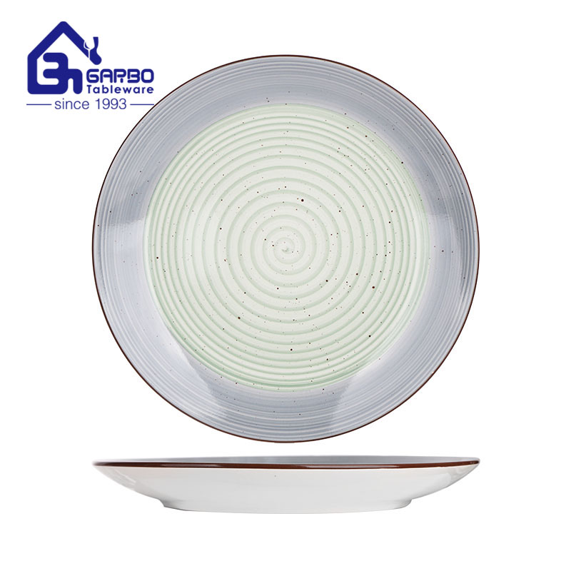 10.7 inch gray color glazed ceramic dinner plate stoneware factory from China