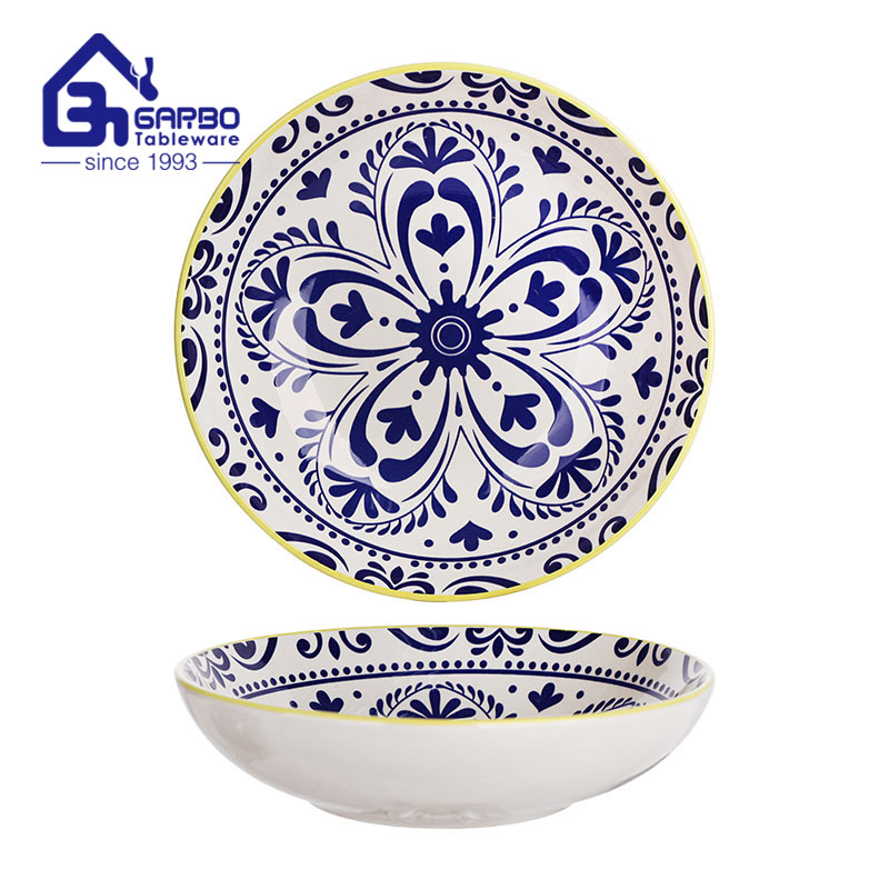 5.91 inch stoneware 400ml colorful printing ceramic salad bowl for sale