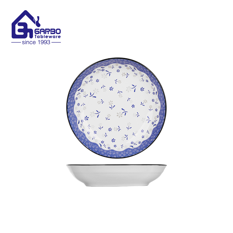 7-inch Blue and White Color Porcelain Salad Plate Microwave Oven Serving Plate