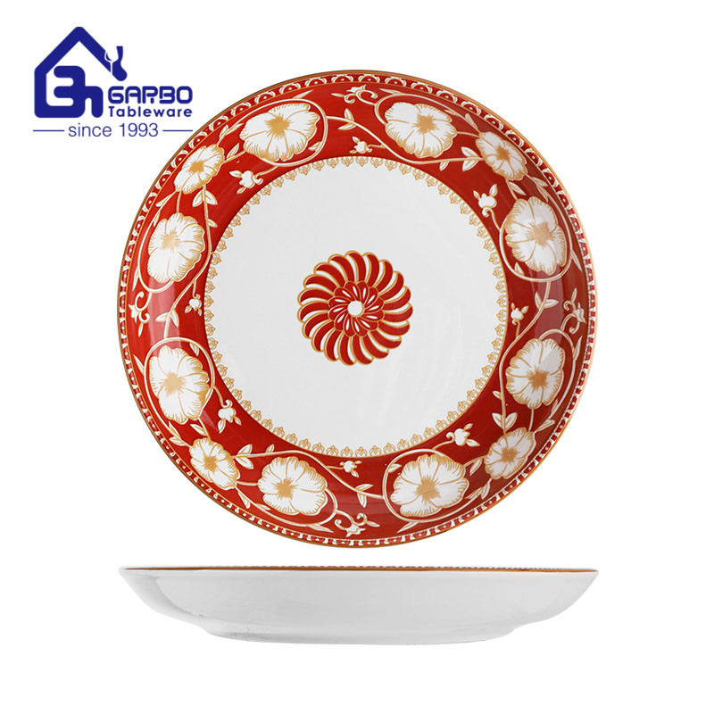 9 inch ceramic fruit plate stoneware with cherry printing factory from China