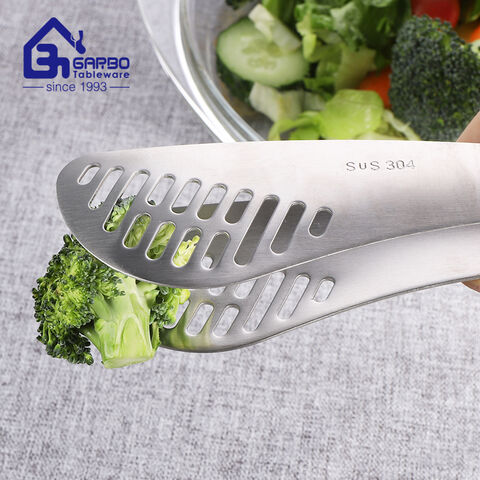 Mirror Polish High Quality Buffet Tongs Hotel Usage Stock 304 Stainless Steel Premium Food Tong