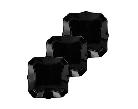 White and black opal glass dinner set 19 pieces in square shape with wholesale price