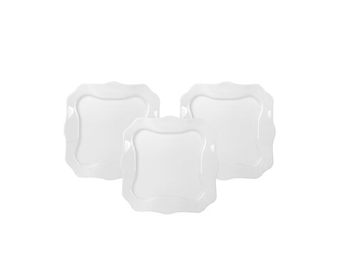 White and black opal glass dinner set 19 pieces in square shape with wholesale price