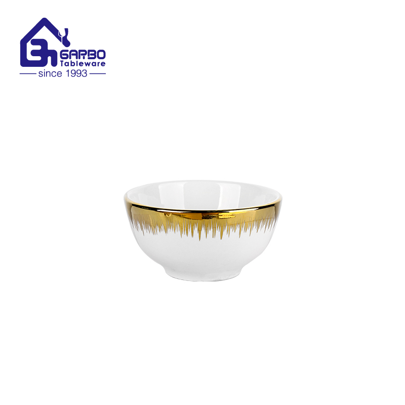 Luxury gold rim design ceramic rice bowl kitchen table noodle bowl s set dinnerware