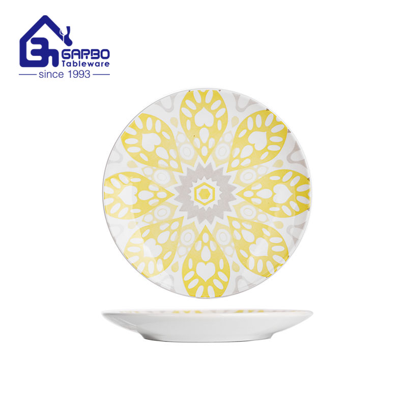 Ceramic stoneware plate with flower pattern home deep dinner dish plates set