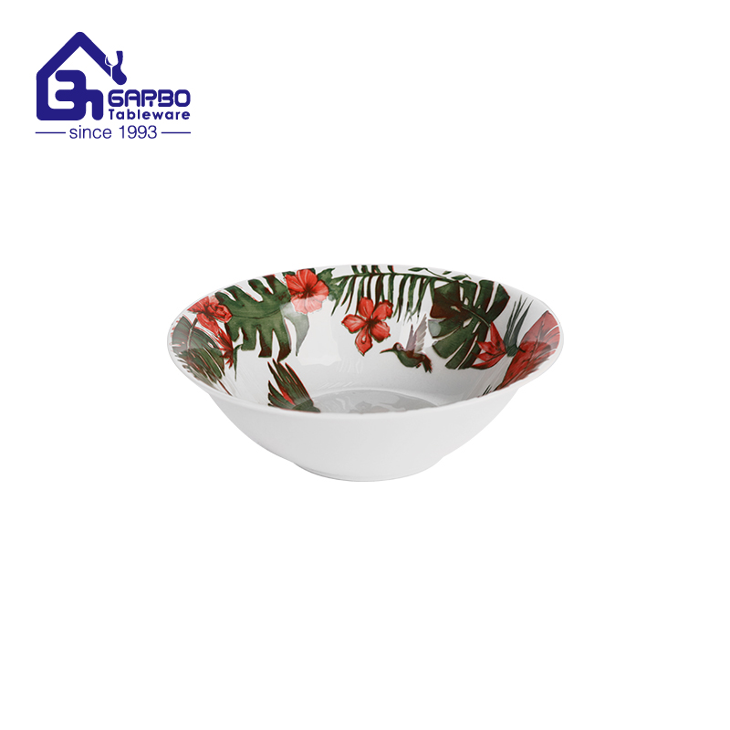 Wholesale sublimation 7inch red flower design stoneware ceramic bowl