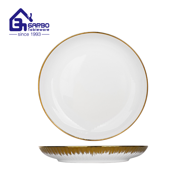 Mordern Contracted White Ceramic Plate 10.43-inch Dinner Plate with Color Dots Decor