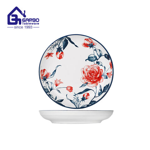 Color print ceramic deep food dish set with pattern porcelain plate