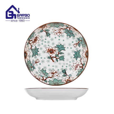 9.25 inches OEM printed Ceramic Soup Plate with underglazed decal